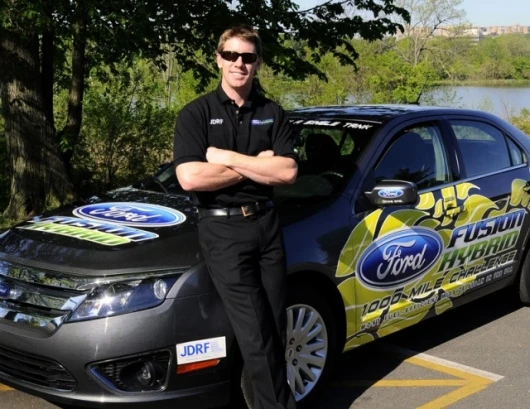 NASCAR Star Carl Edwards after passing 1,000 miles on a single tank of gas (Photo: Sam VarnHagen/Ford Motor Co.)
