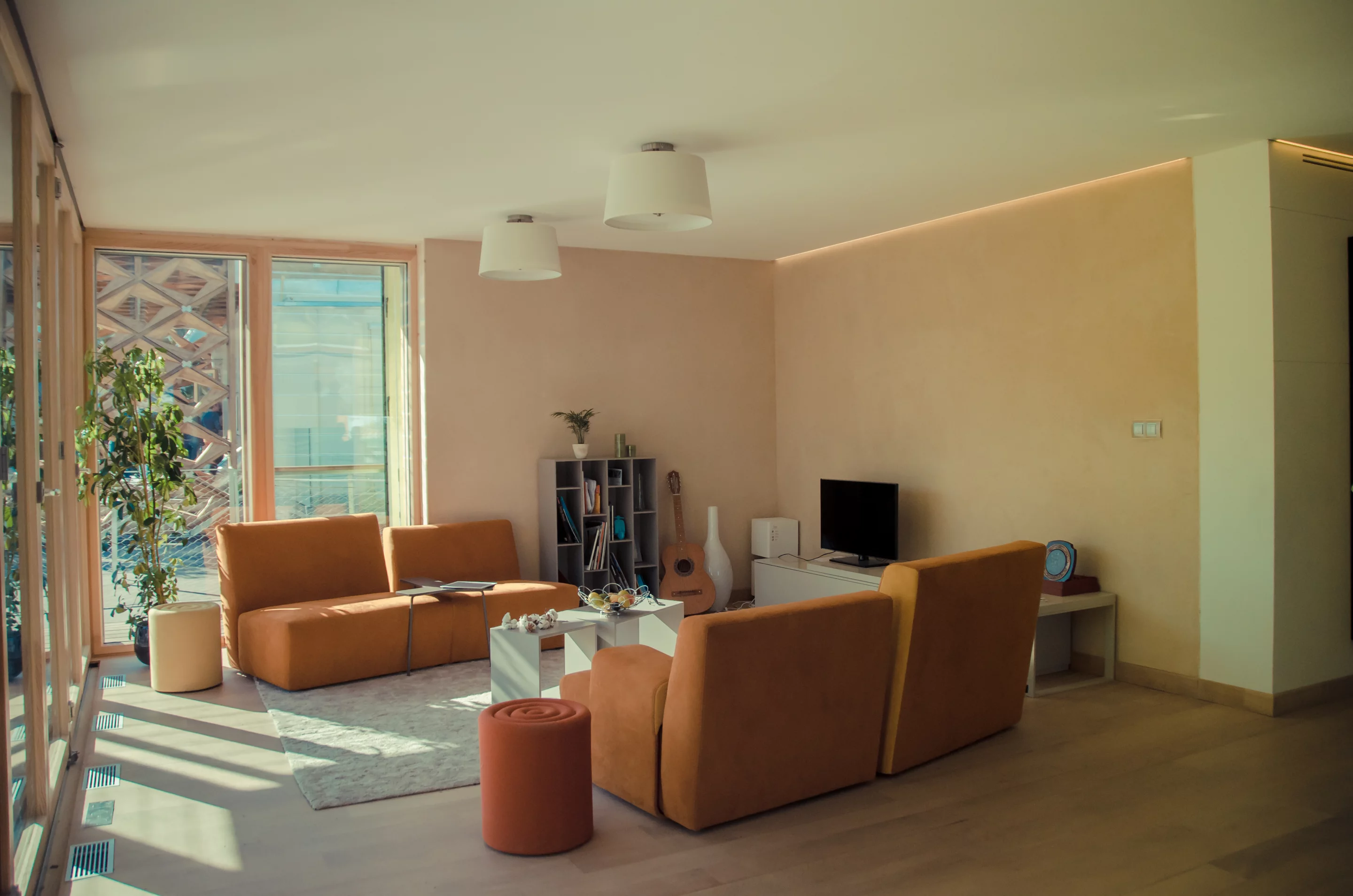 Canopea's interior design features a large open living and kitchen space