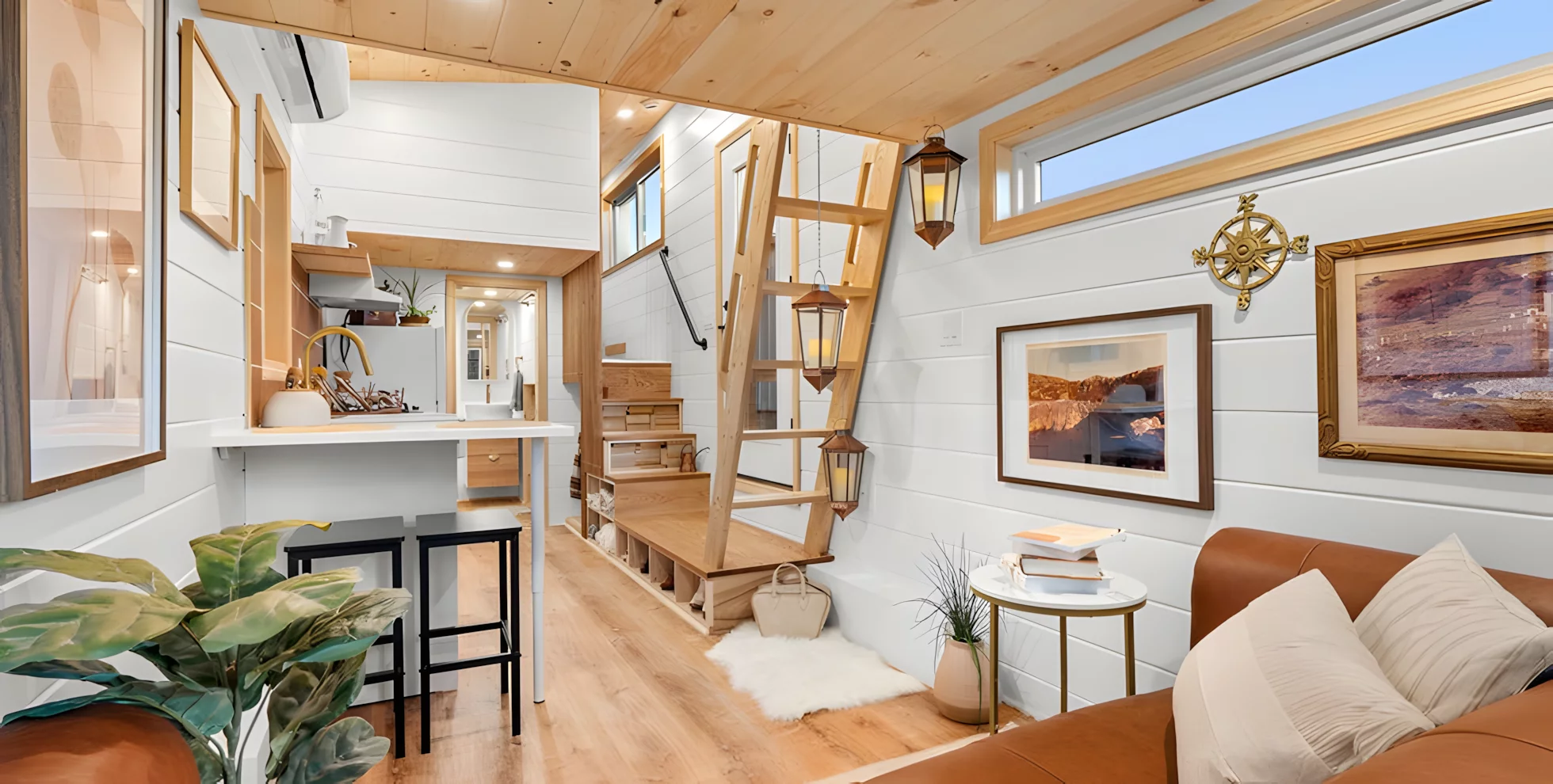 The Honey Bee's kitchen area also includes a small breakfast bar for two