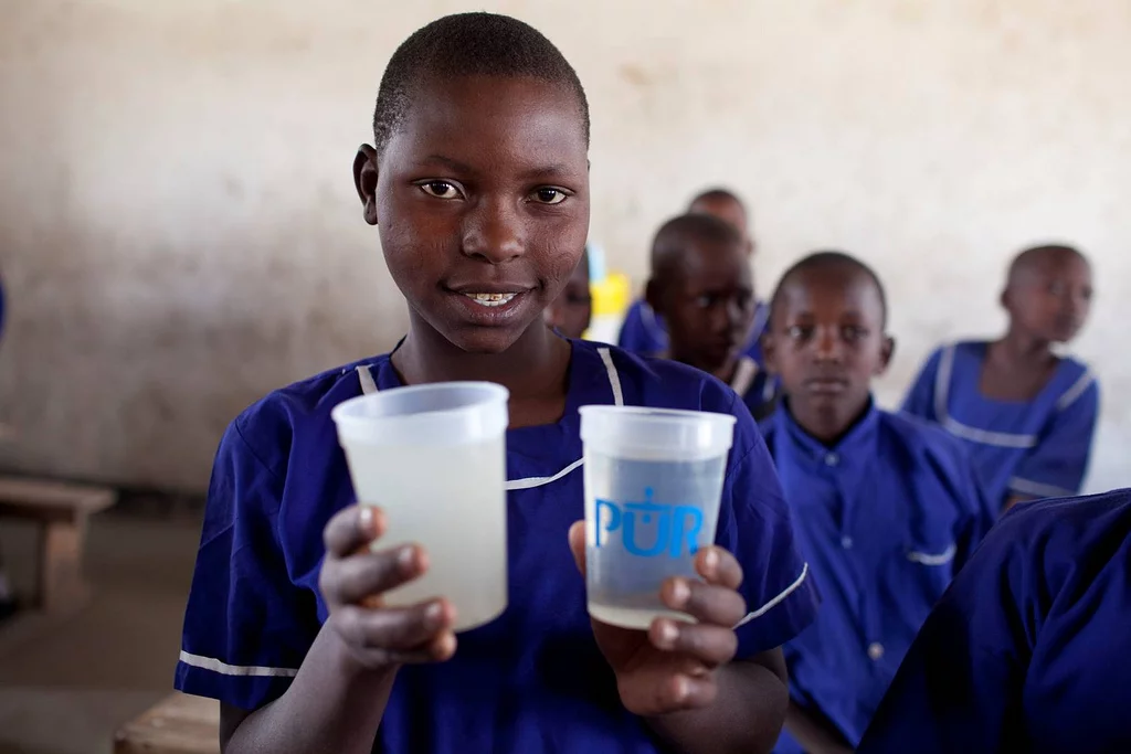 Proctor & Gamble's water treatment powder in use on the ground in Tanzania in 2010 (Photo: Children's Safe Drinking Water Program)