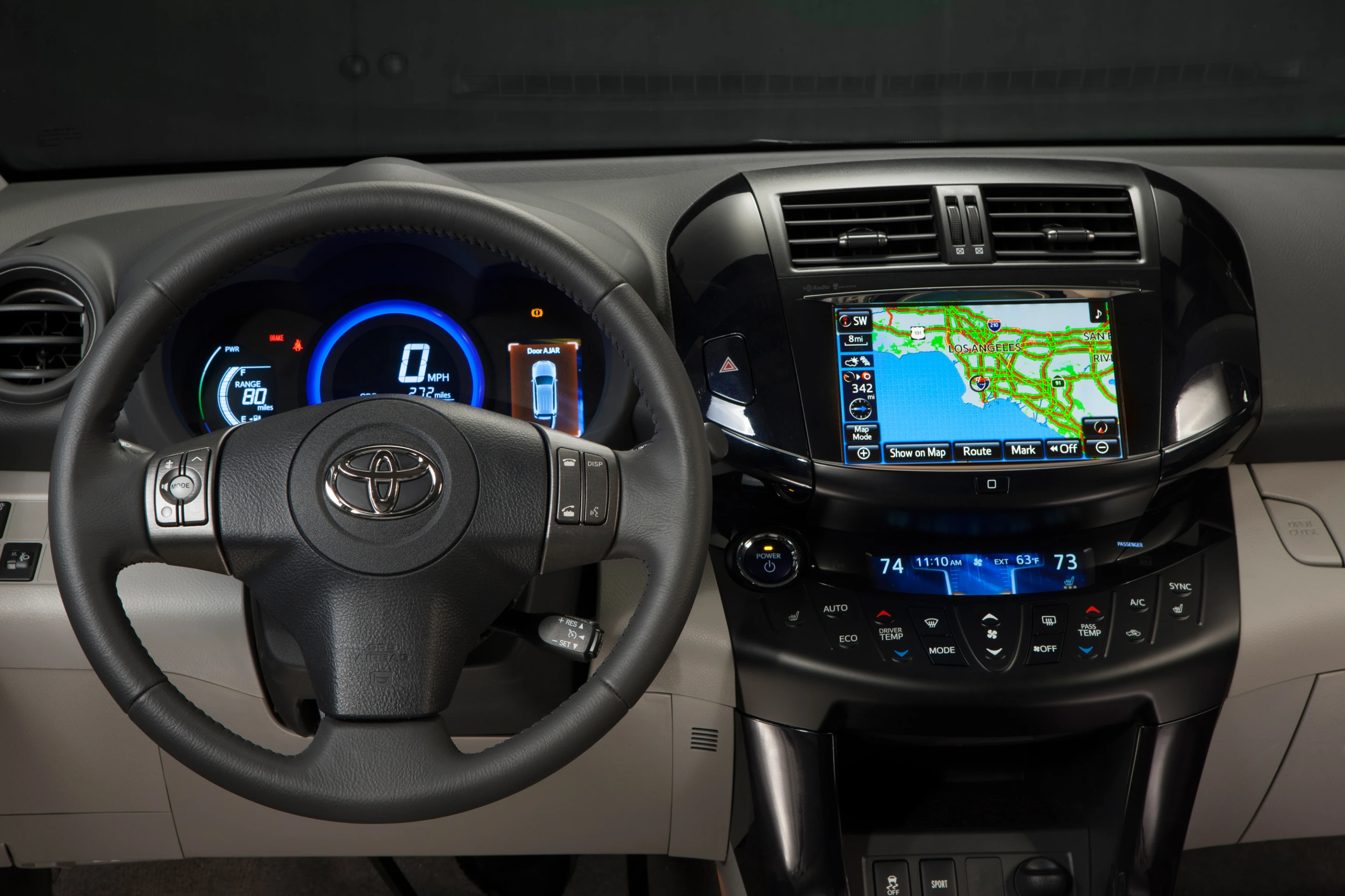 The RAV4 EV comes with an eight-inch touchscreen-equipped infotainment system and Entune