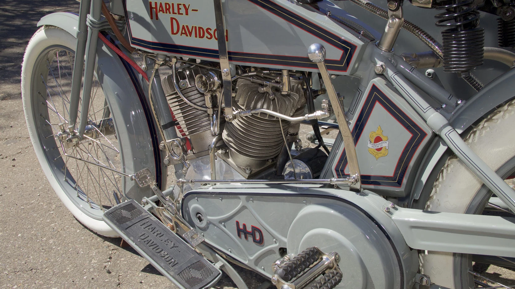 The Harley-Davidson Model J was released in 1915 with a massive 37 percent power increase, a primary-case clutch and a three-speed gearbox so well engineered that it was still in use two decades later. This is a landmark model from an iconic manufacturer with an original matching Harley-Davidson factory 1915 sidecar, and it has been so spectacularly restored that the owner was invited to exhibit this machine at the Pebble Beach Concours. This 1915 model is an exceptional example of the most coveted vintage Harley-Davidson roadster and fetched $107,250.