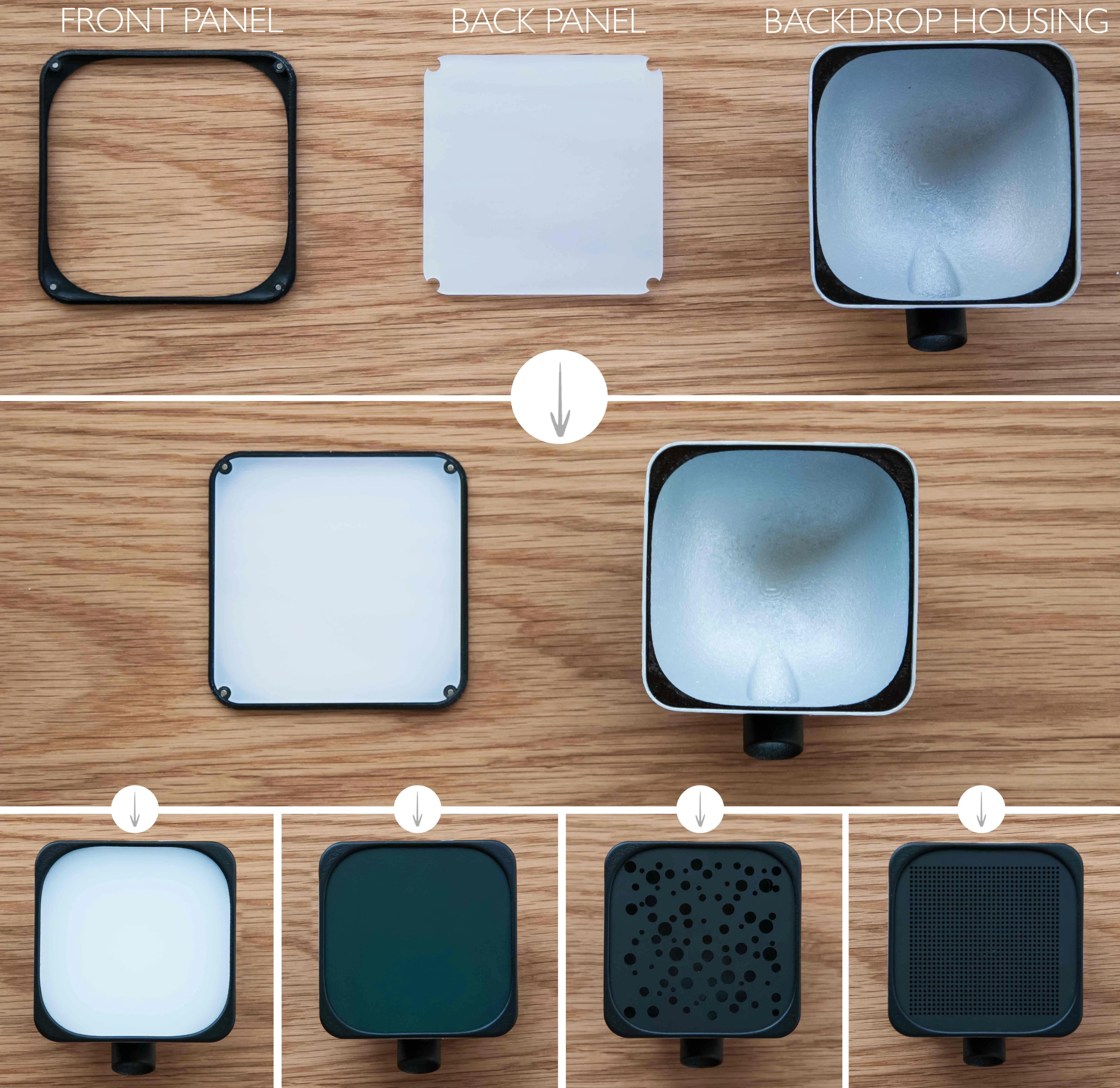 The Adaptalux backdrop setter, give the ability to produce a plain color background to an image, gradients by dimming the brightness, or stylized backdrops