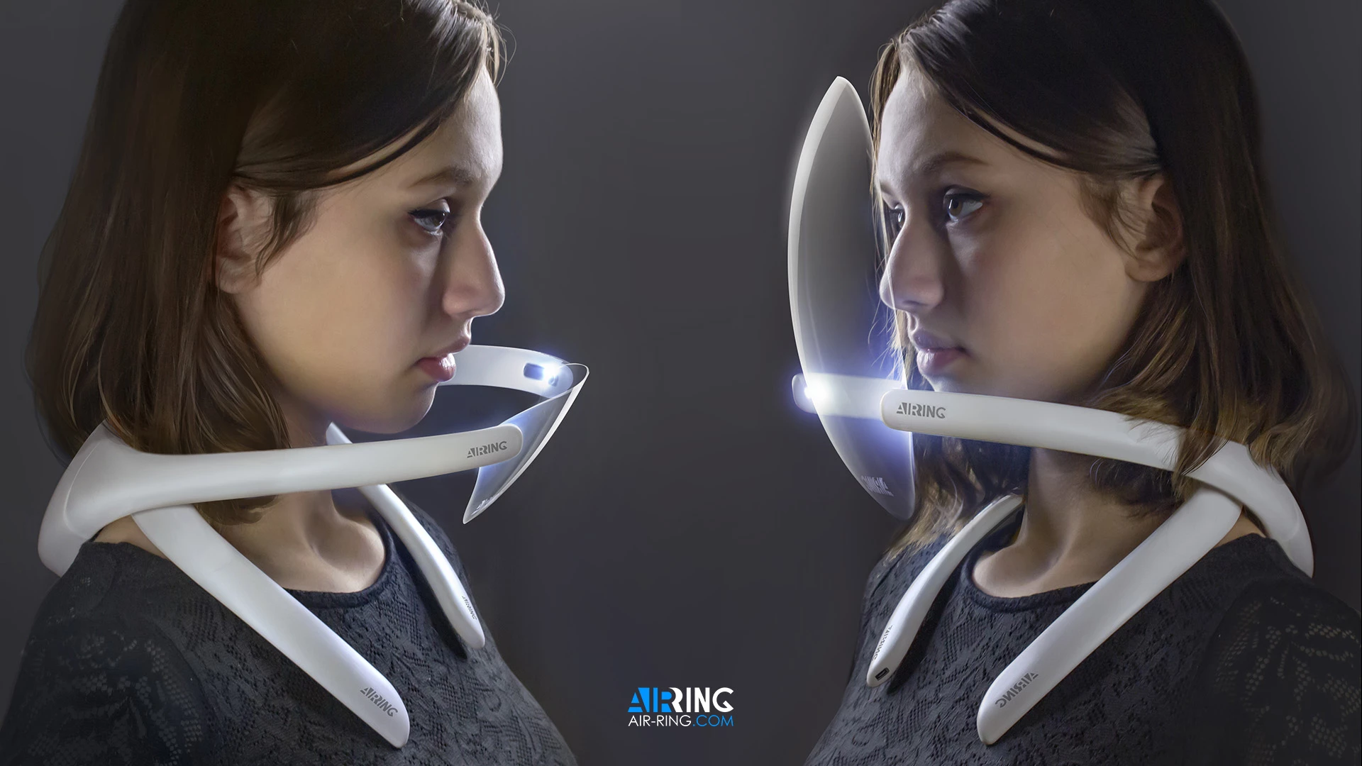 This model's expressions perfectly capture the way I'd expect people will look at you when you're wearing an Air-Ring