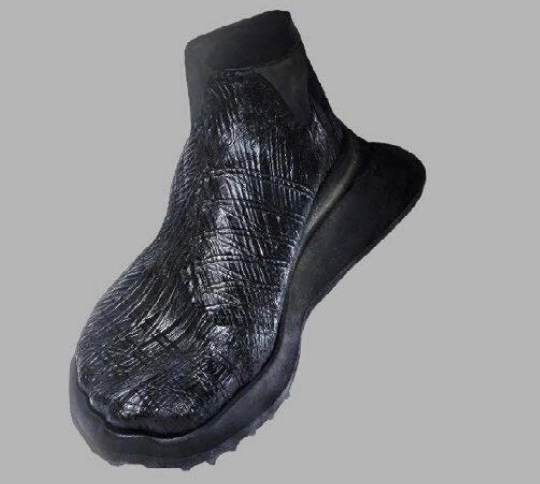 A shoe upper made from one piece of the new bacterial cellulose
