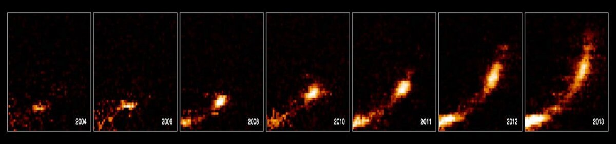 Spaghettification of G2 as it approaches the Sagittarius A* supermassive black hole (Image: European Southern Observatory/S. Gillessen)
