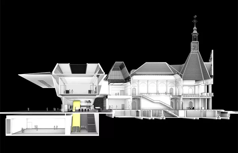 Section through the expanded Stedelijk Museum (Photo: John Lewis Marshall and Jannes Linders)
