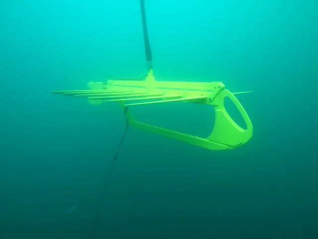 One of the Wave Gliders' underwater winged platforms, which paddles itself forward using wave action