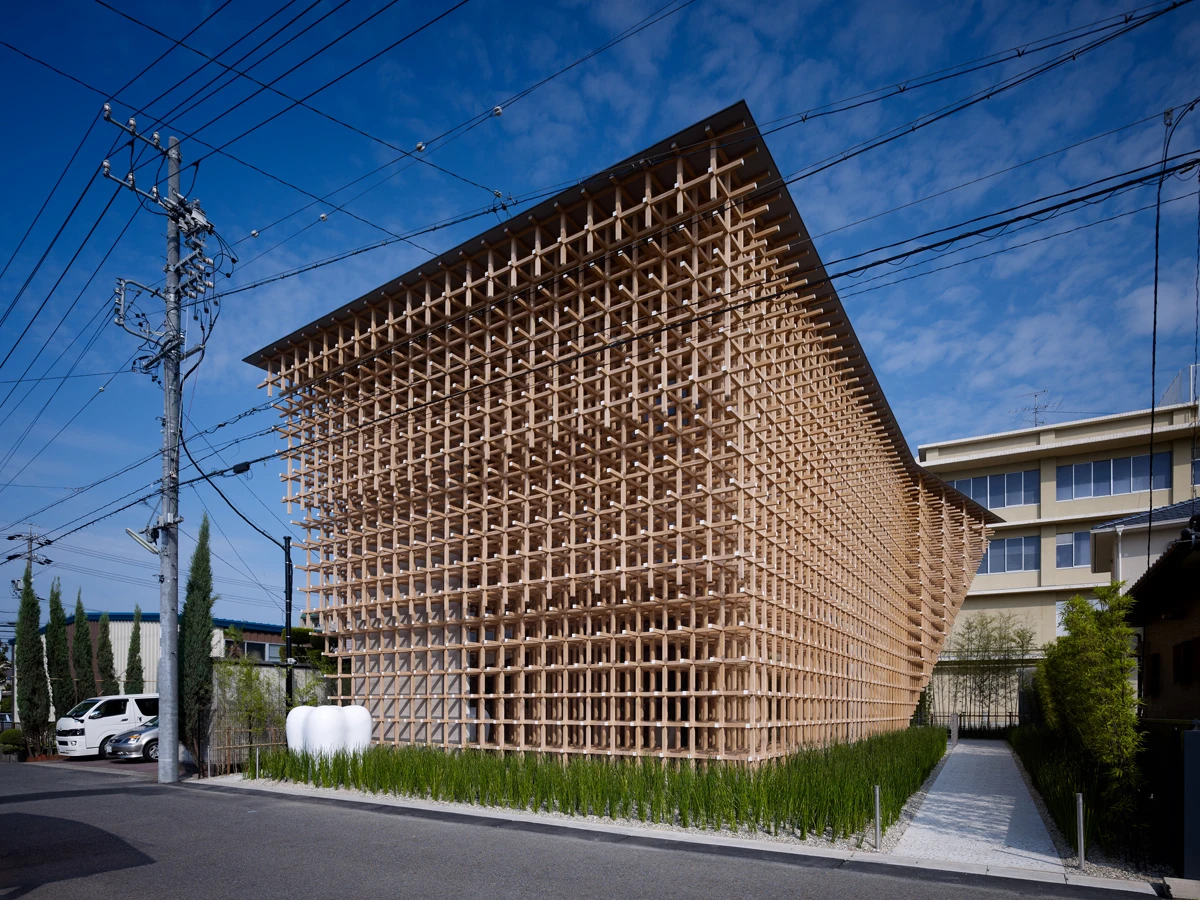 Construction of the GC Prostho Museum Research Center, by Kengo Kuma & Associates, is based on a traditional wooden toy from the Hida Takayama region of Japan