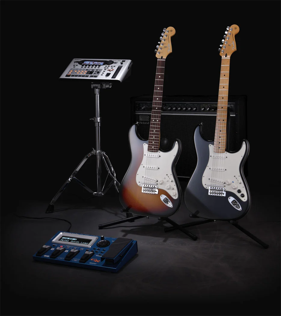 The new G-5 and the GK-Ready Stratocaster, with Roland's GR-55 Guitar Synthesizer