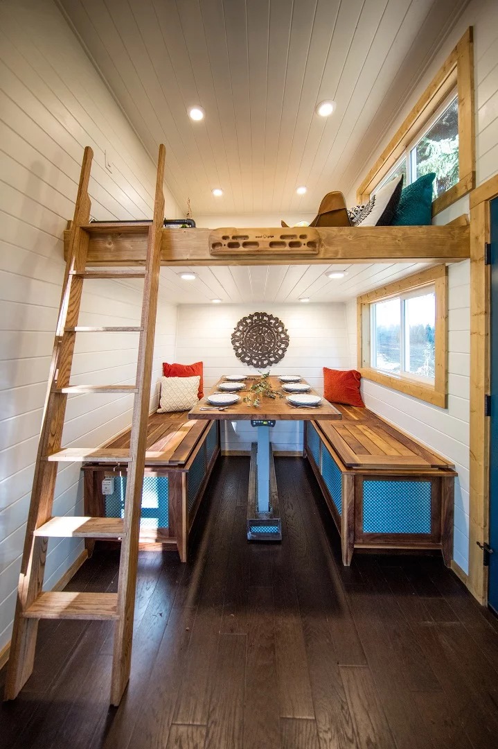 The Tiny Adventure Home features two loft areas, accessible via ladder