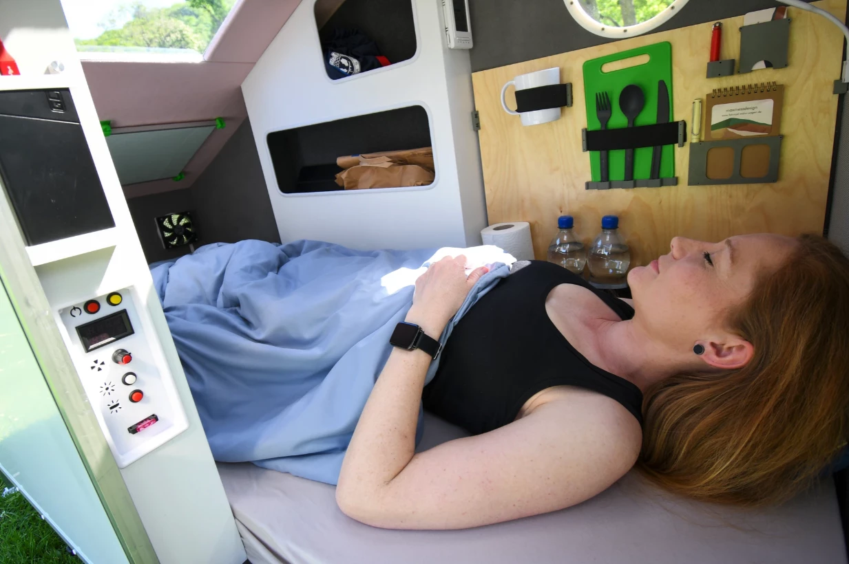 The Martha trailer comes complete with an electrical control panel and mattress