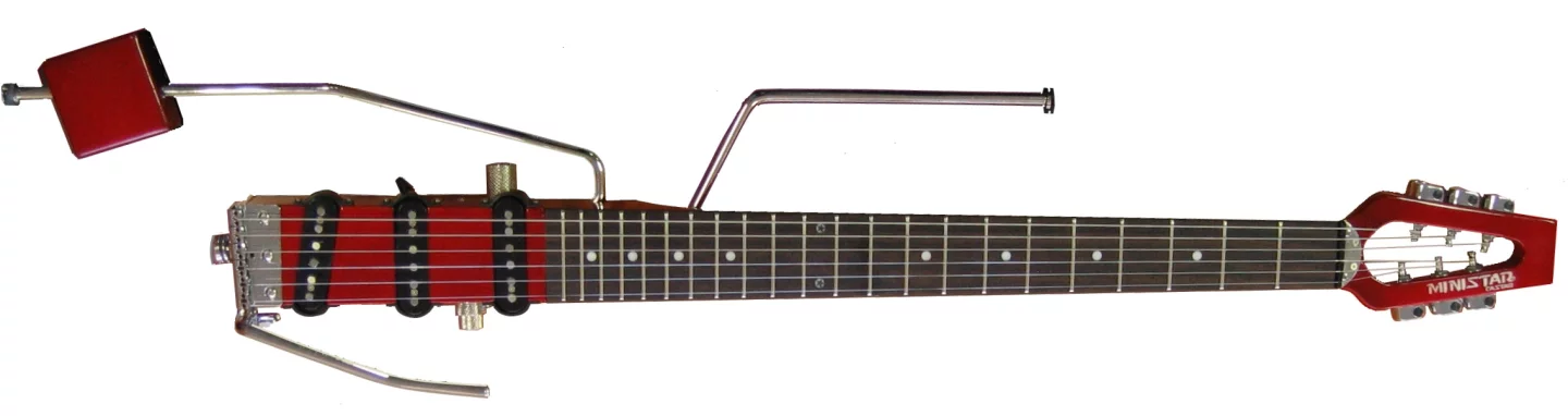 A red Castar model - named after the Stratocaster and including single coil pickups made to the same specifications as Fender's legendary guitar
