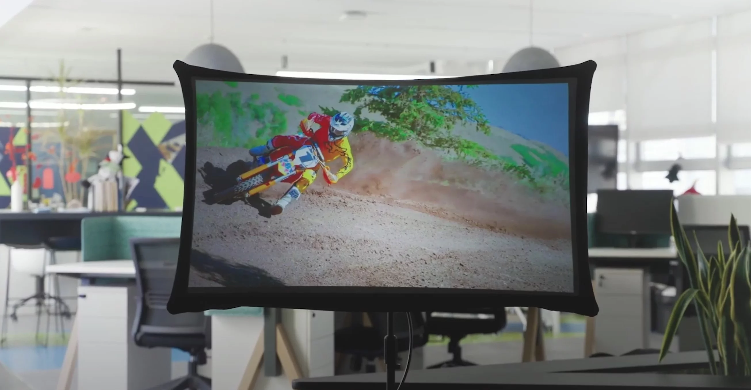 The Splay Max starts flat-packed in a small protective case, and unfurls like an umbrella to offer a 35-inch second screen for your laptop