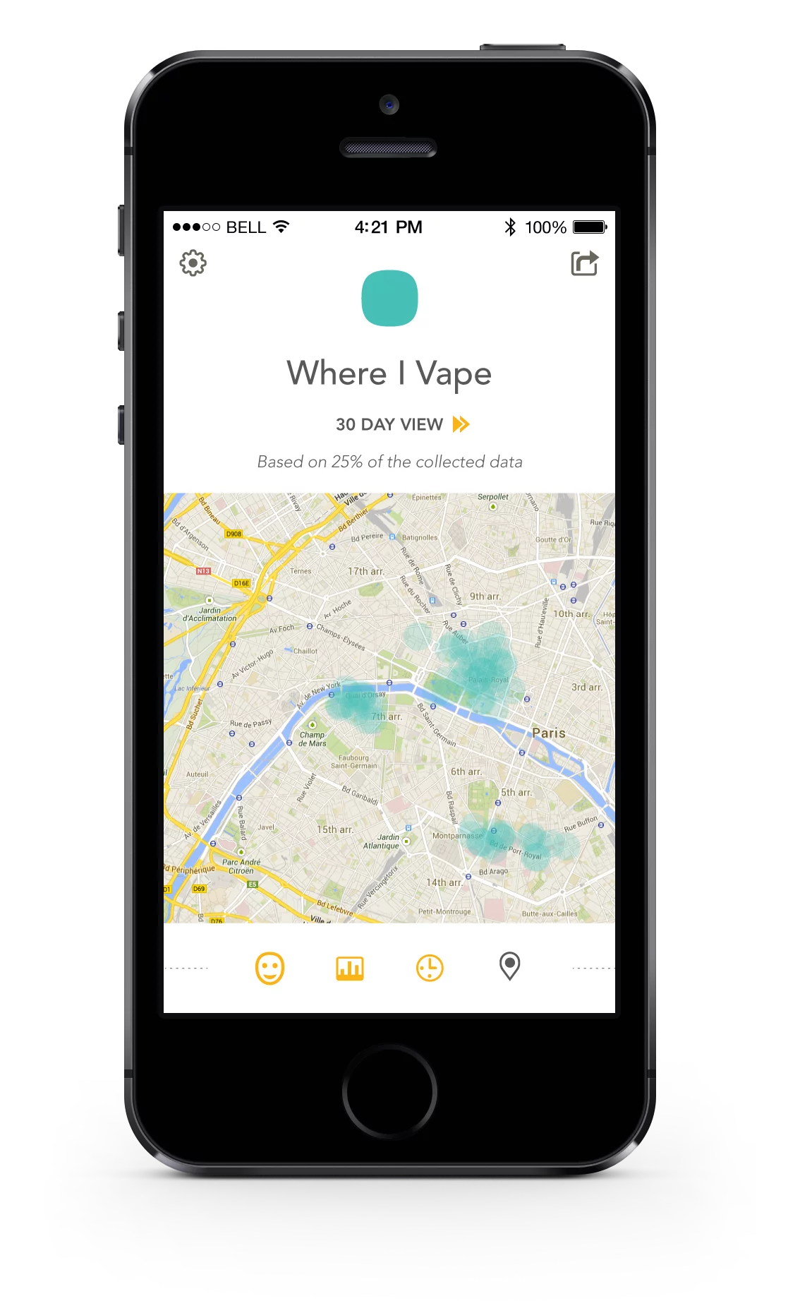 The app will show a user where they used their e-cig