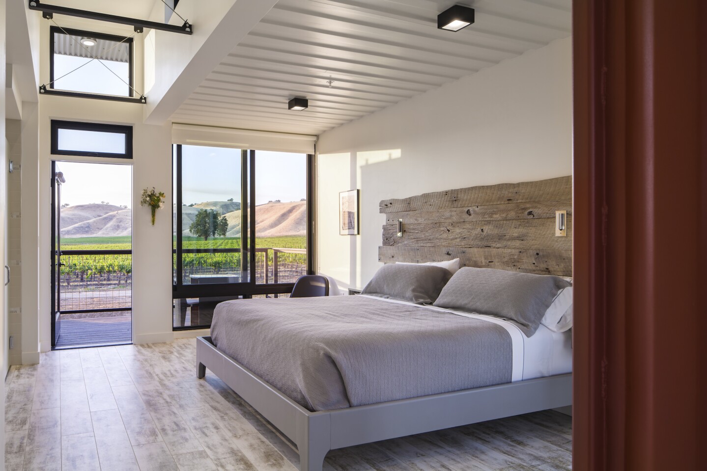 The Geneseo Inn's interior and exterior design incorporates recycled materials, including barn wood from a winery