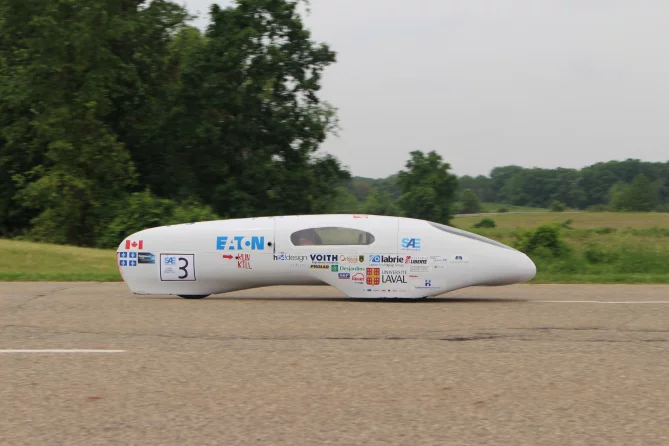 The University of Laval reused its vehicle shell from last year, enabling it to focus on other areas for refinement
