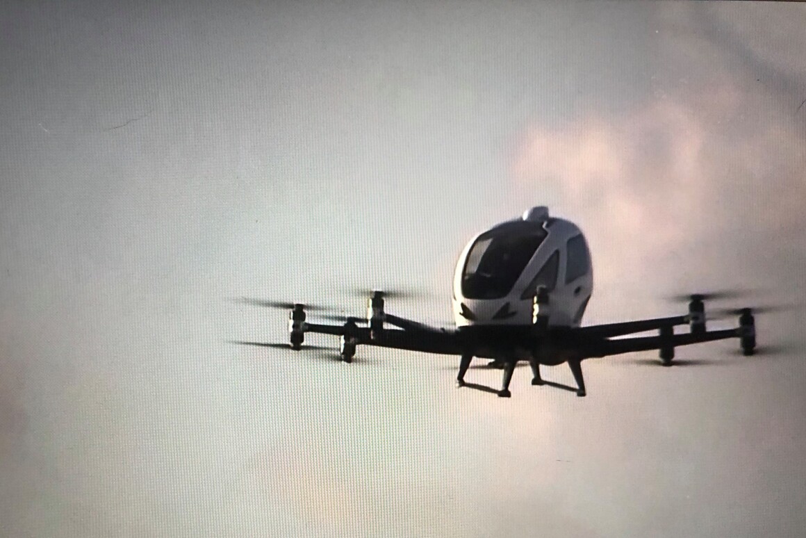 The first flight test of the Ehang 216 took place ahead of the 2020 North Carolina Transportation Summit