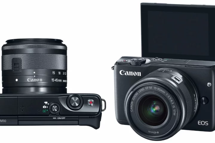 The Canon EOS M10 has a 3-inch touchscreen monitor that can be tilted 180 degrees for taking a selfie
