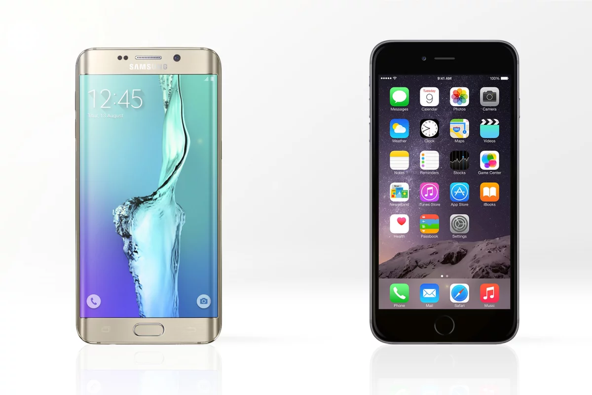 Gizmag compares the features and specs of the Samsung Galaxy S6 edge+ (left) and iPhone 6 Plus