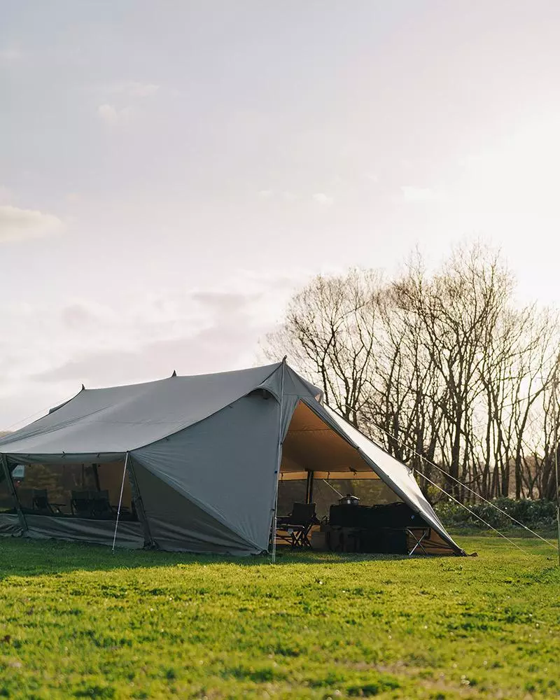 Japanese outdoor gear company Snow Peak has introduced a flexible new shelter called the Living Lodge