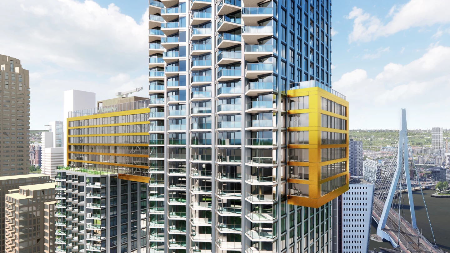 The Sax's skybridge will consist of six floors of residential space and a rooftop terrace