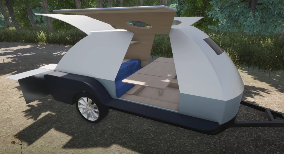 More complex than many teardrops, the Boulder has a convertible dinette inside and offers a queen bed and bunks