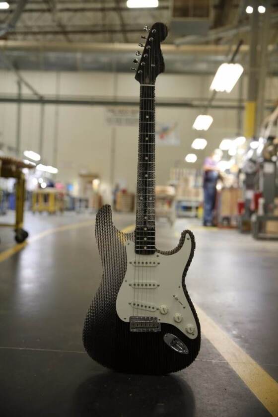A fully playable cardboard Stratocaster