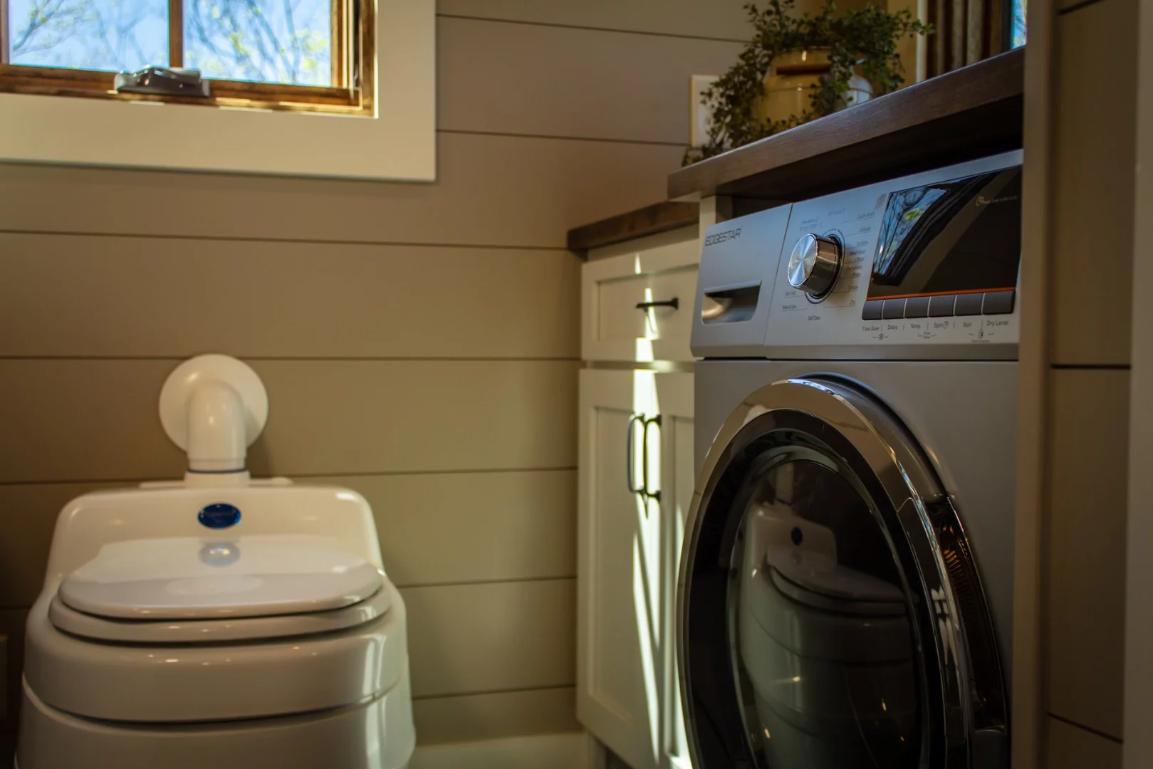 The Cedar House's bathroom also includes composting toilet