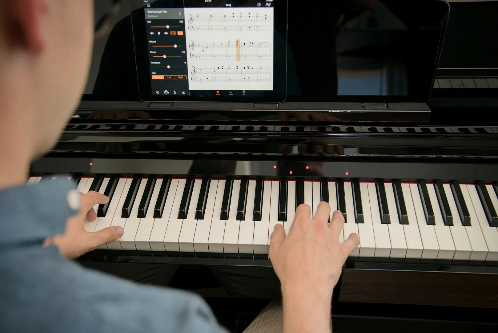 The Clavinova CSP effectively turns learning into Rock Band-like gaming, where the player follows visual cues to play a familiar tune
