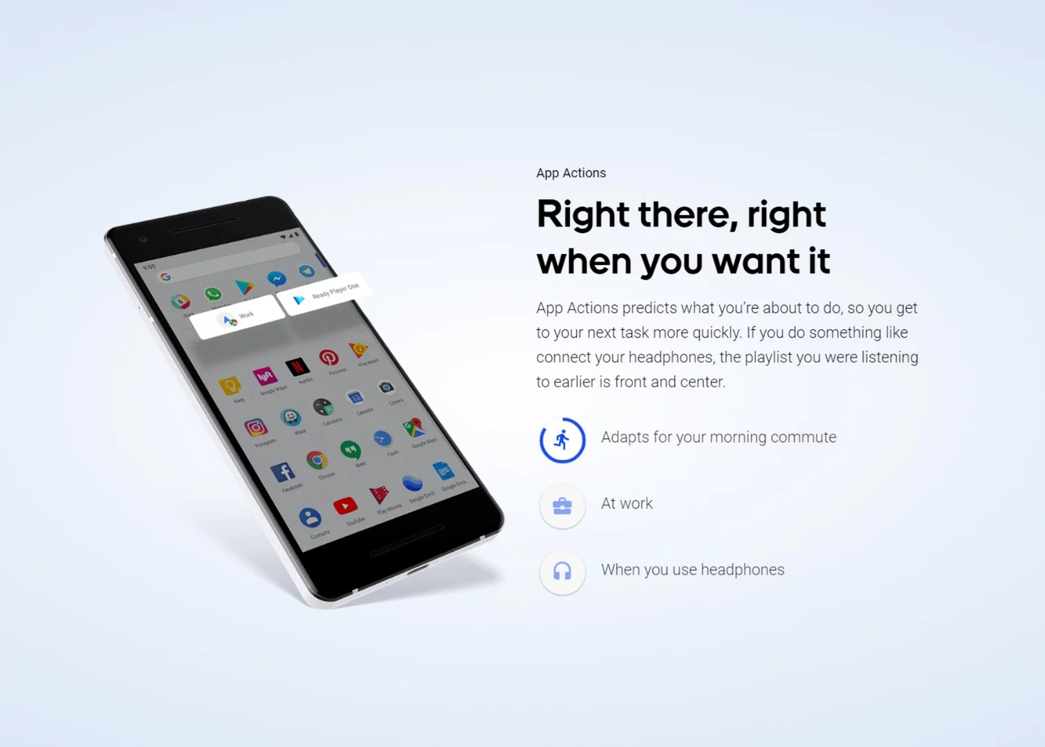 App Actions surface links to apps that Android thinks you want to use next
