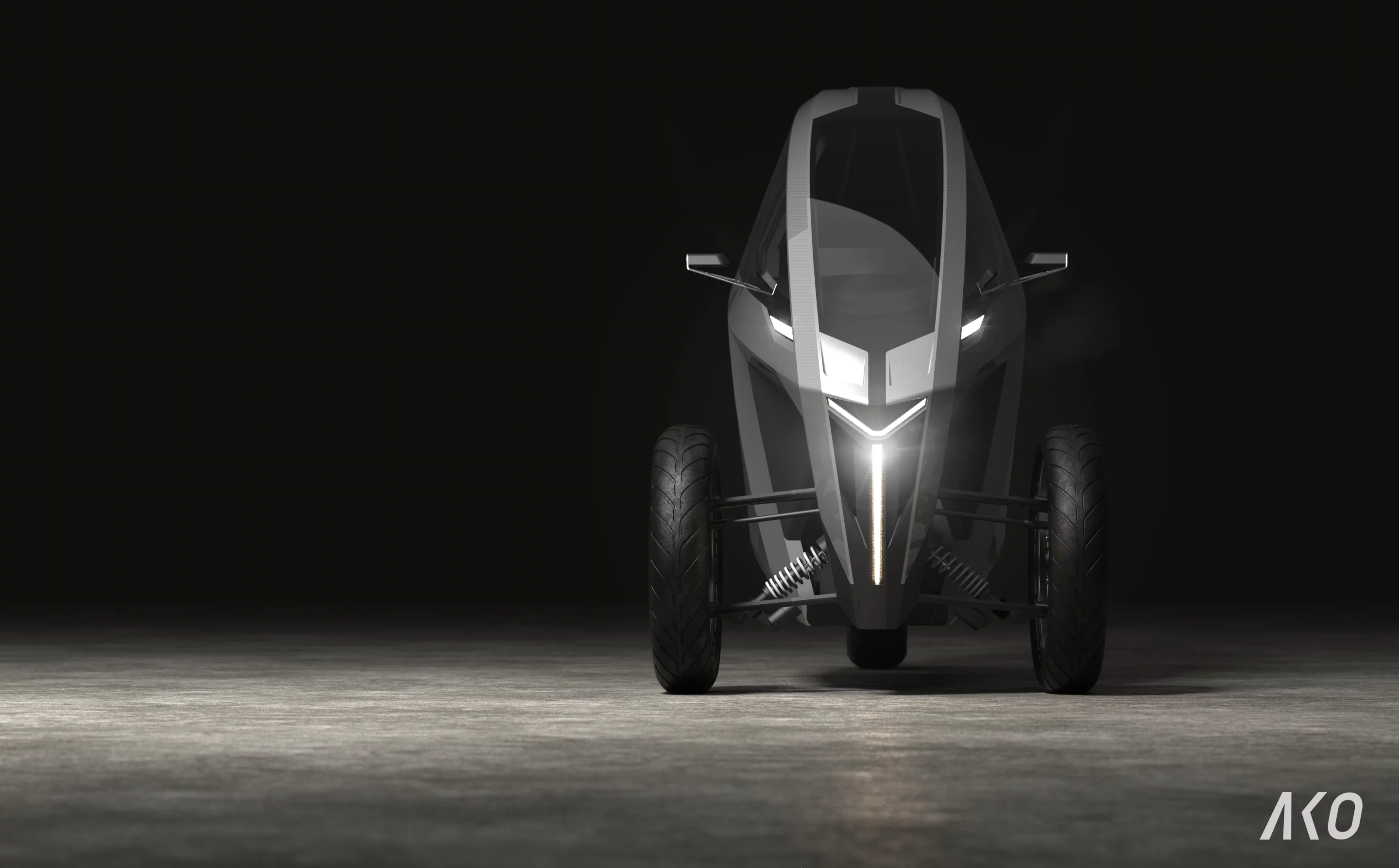 The AKO Trike features a patented tilting mechanism to the front