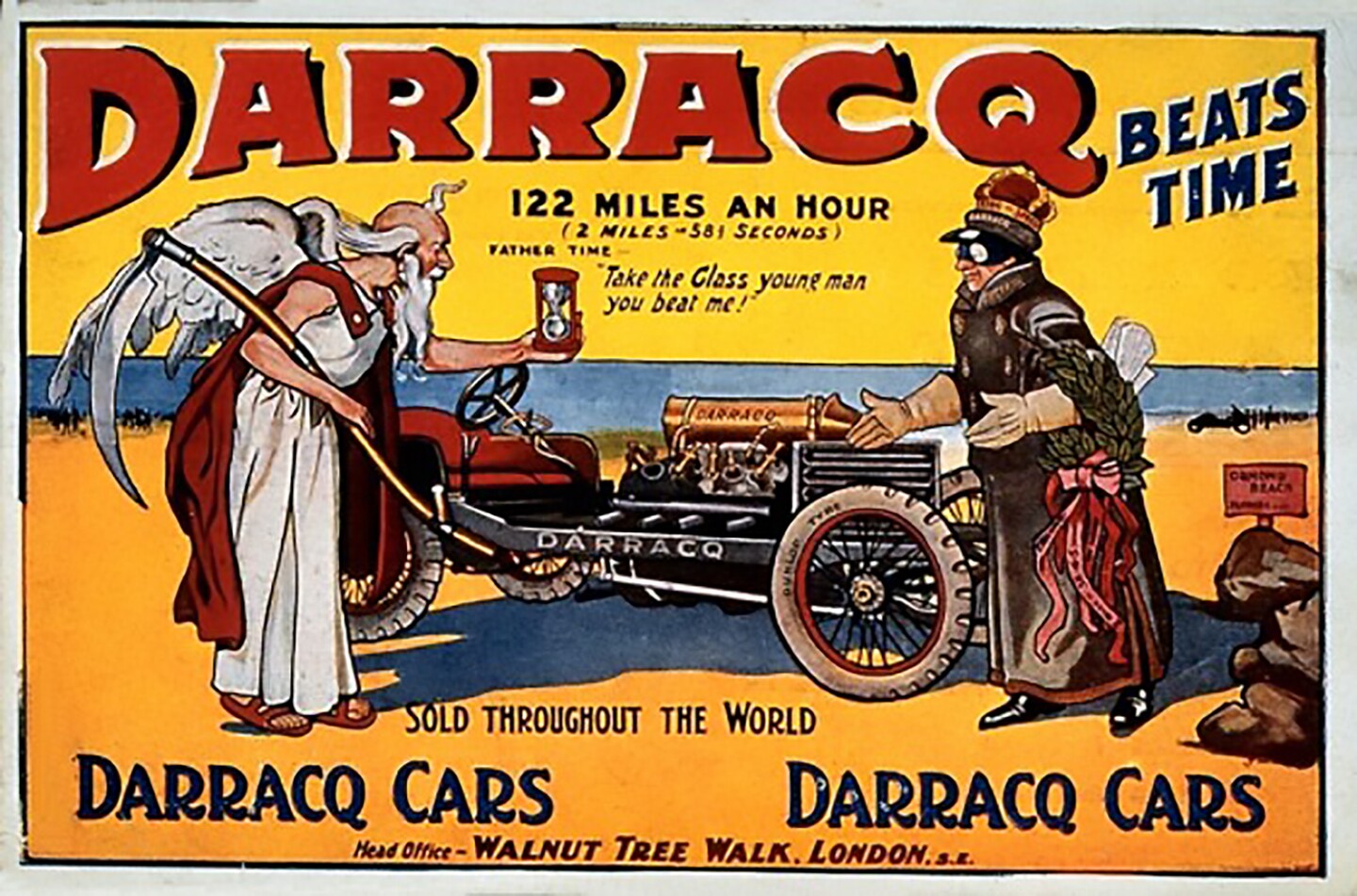 Hampered by its main driver being banned from the meeting, the Darracq nevertheless ran 122.5 mph at Daytona Beach in 1906 with Demogeot driving.