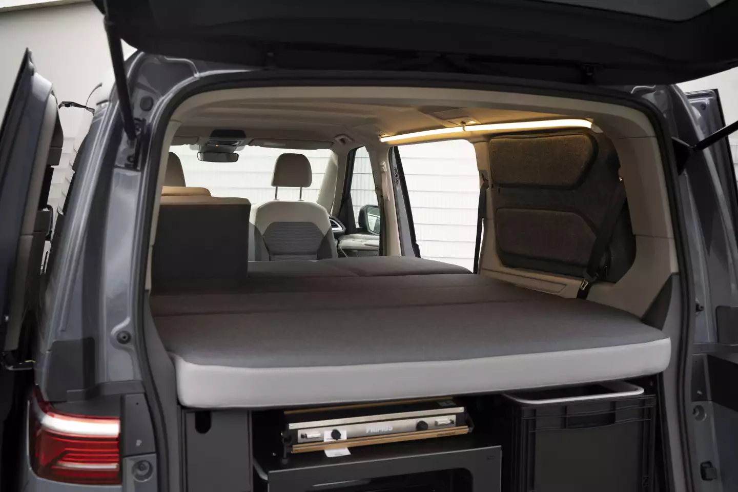 With the individual second-row seats, one or more occupants can sit while another sleeps