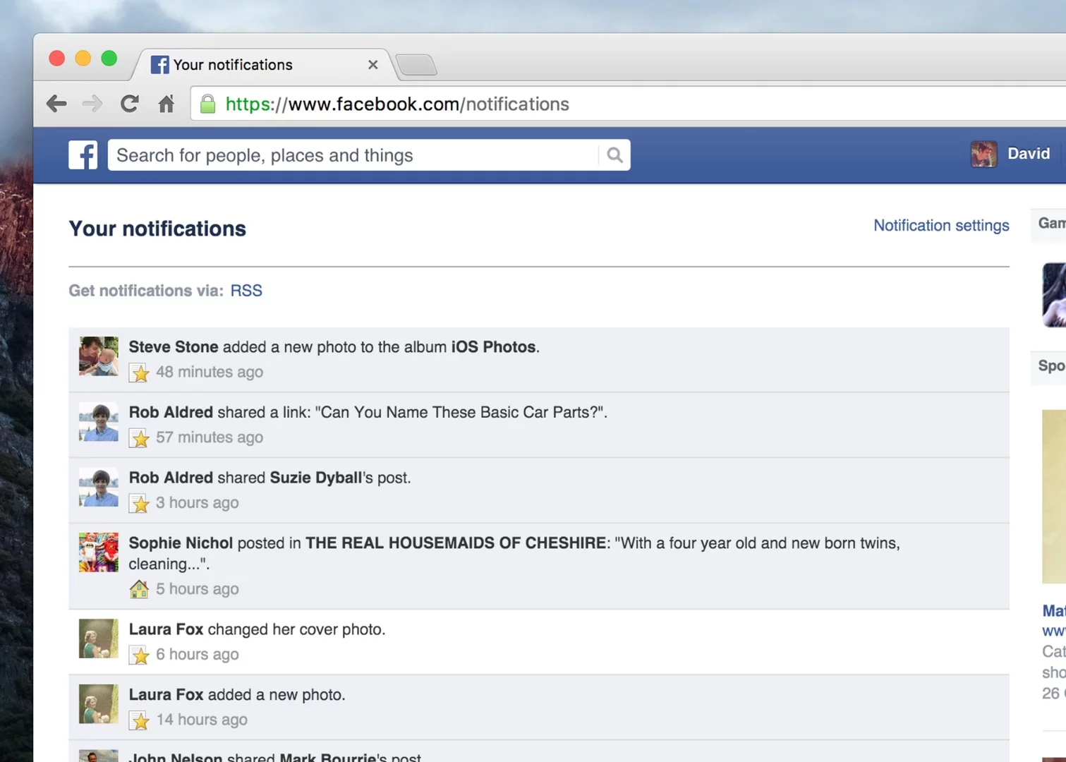 Subscribe to notifications via RSS