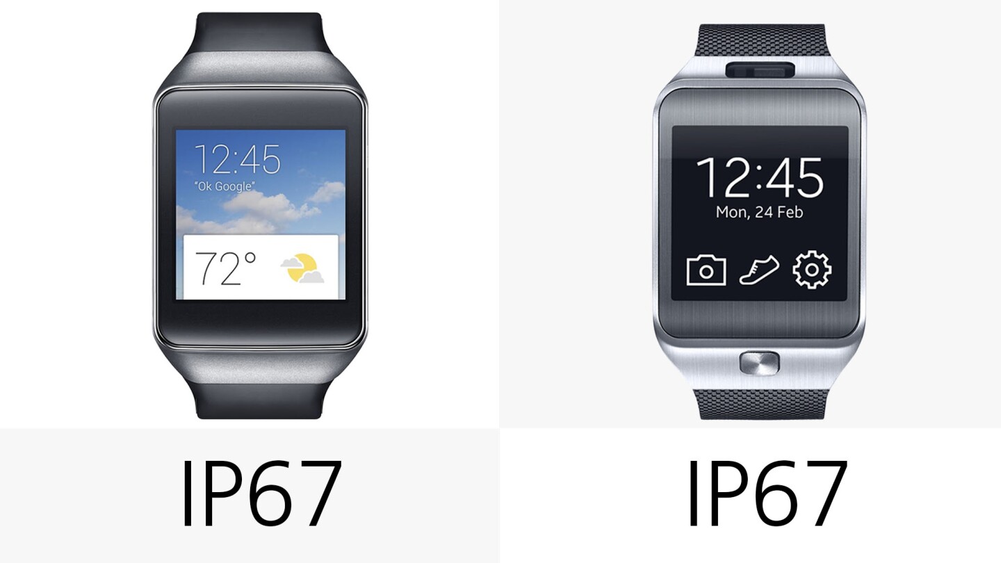 Both watches have some water and dust resistance, rated IP67