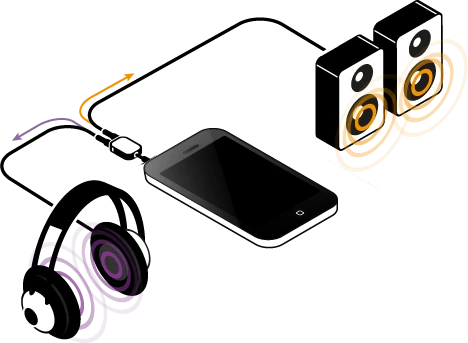 Queuing tracks with headphones is possible with a stereo to mono splitter
