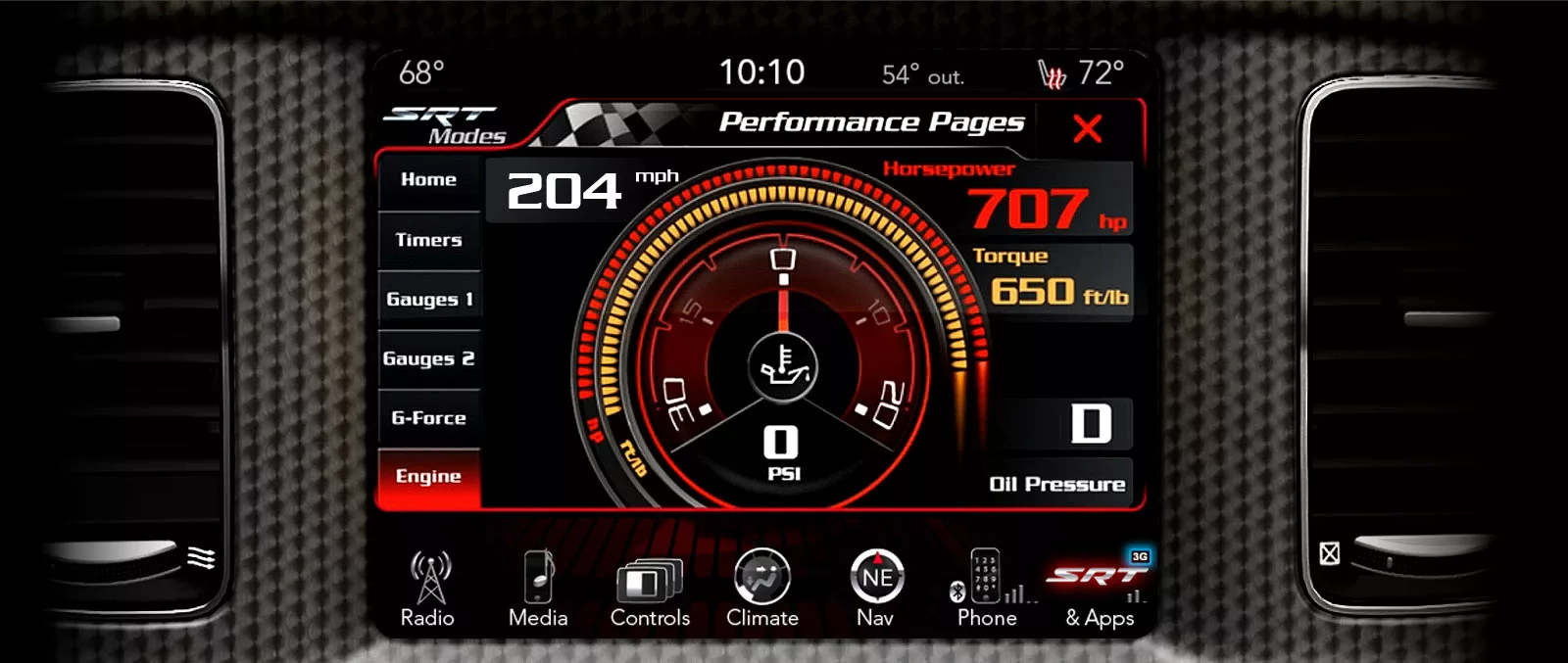 The center digital display