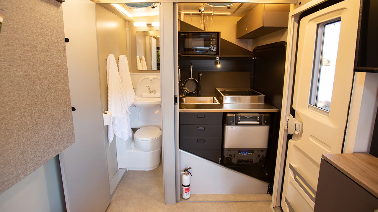 The kitchen packed up for indoor use or travel