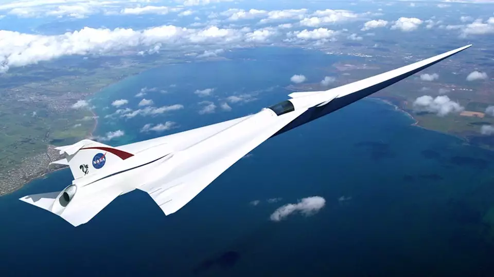Artist's concept of Lockheed Martin’s Quiet Supersonic Technology (QueSST) X-plane