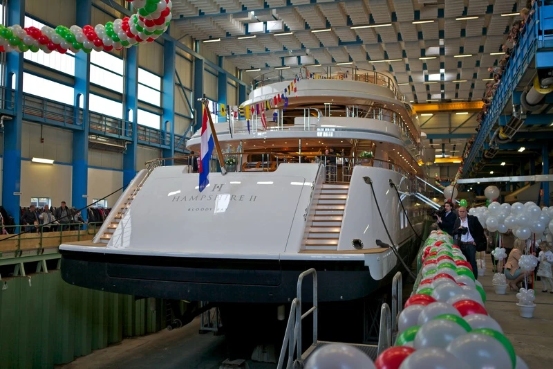 Stern view of Feadship's new Hampshire II luxury motoryacht