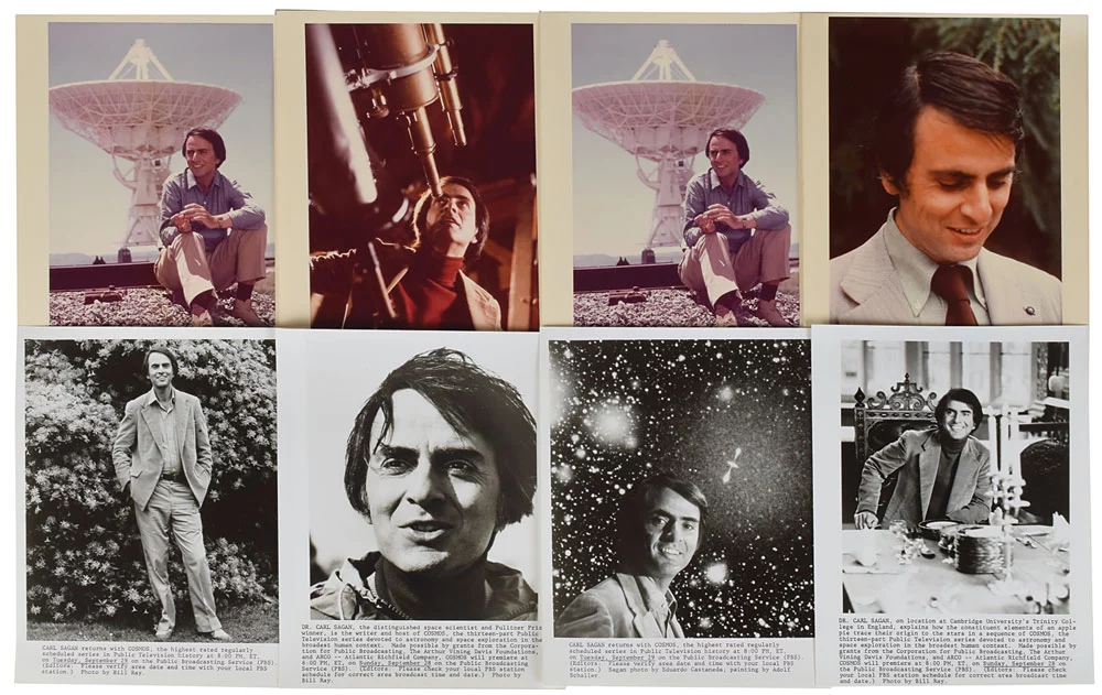 The collection includes photos of Carl Sagan