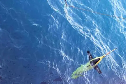 One of the gliders is deployed to begin a two-month study of temperature, salinity and ocean currents (Photo: Caltech)
