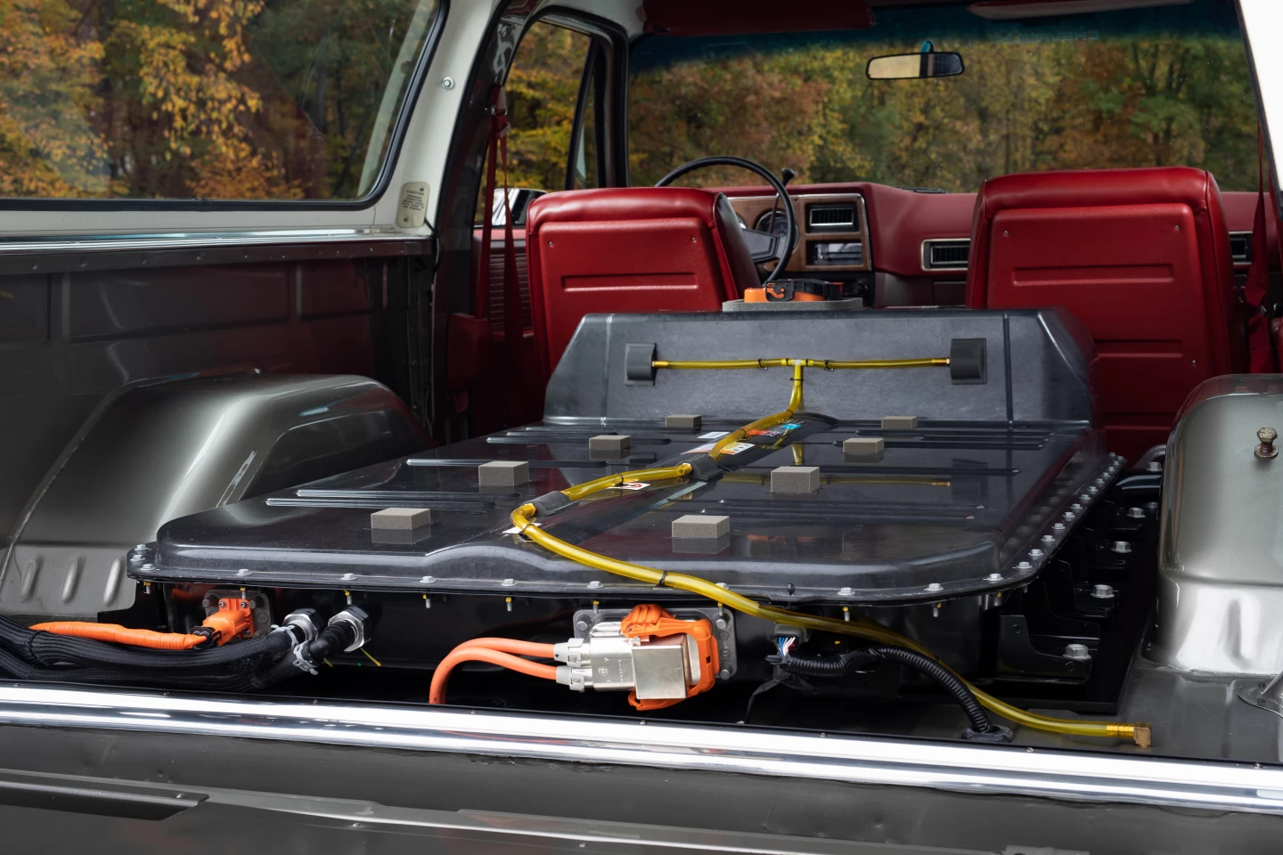 The 60-kWh battery pack rides in the rear — no word on what kind of range it might offer inside a K5 Blazer, but we know it gets an EPA-estimated 259 miles in the smaller Bolt EV hatchback