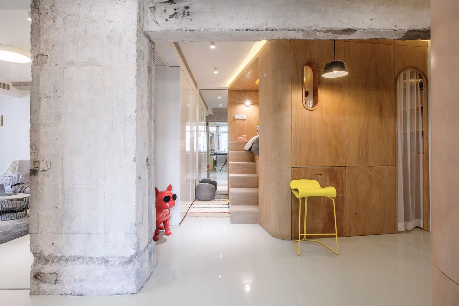 The Ten Degrees apartment features four function boxes to transform a tiny apartment in central Shanghai into a unique smart home