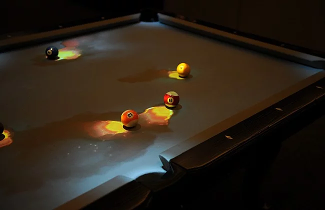 The CueLight Interactive Pool Table System's Fire mode