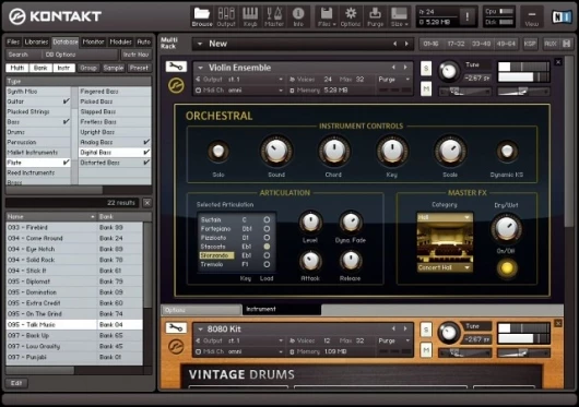 Kontakt now has over 44Gb of instrument sounds spread over seven themed collections