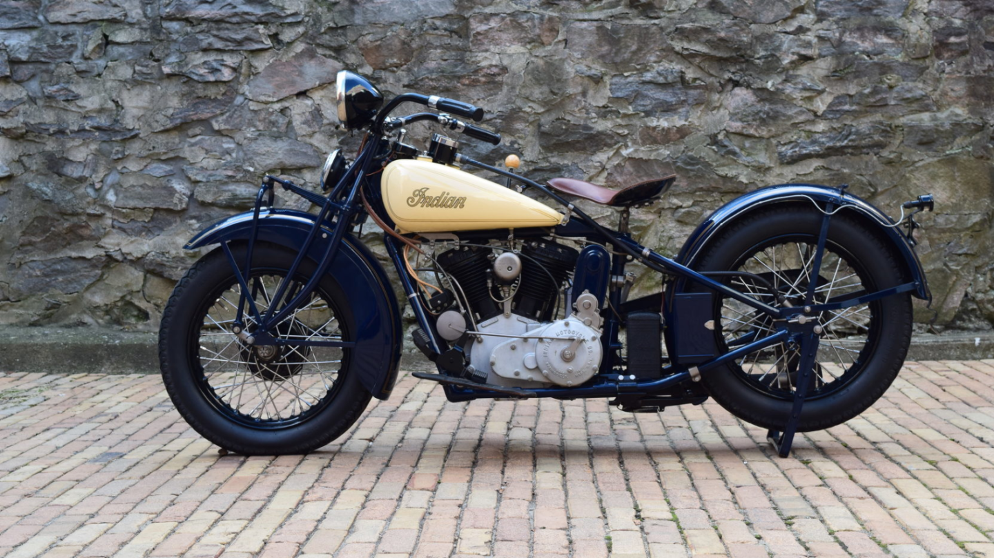 A former "cover bike" restored 1932 example of Indian's best known model, which was produced from 1922 to 1953, evolving incrementally in design over three decades. This bike is rare, and includes many "one year only" parts, and fetched one of the highest prices ever for a Chief. It fetched $84,700 Auction Description