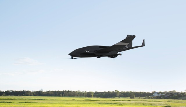 Whereas a quadcopter has to tilt its nose down in order to move forward, the SkyProwler uses two vertical props in the rear to push itself forward