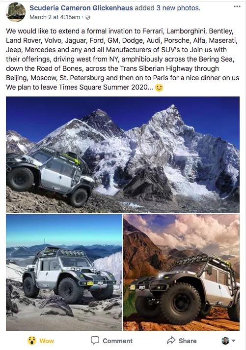 SCG calls out the high-end SUV world in a Facebook challenge
